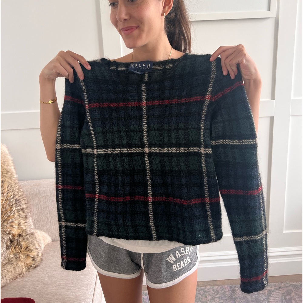 Polo Ralph Lauren black watch plaid mohair sweater